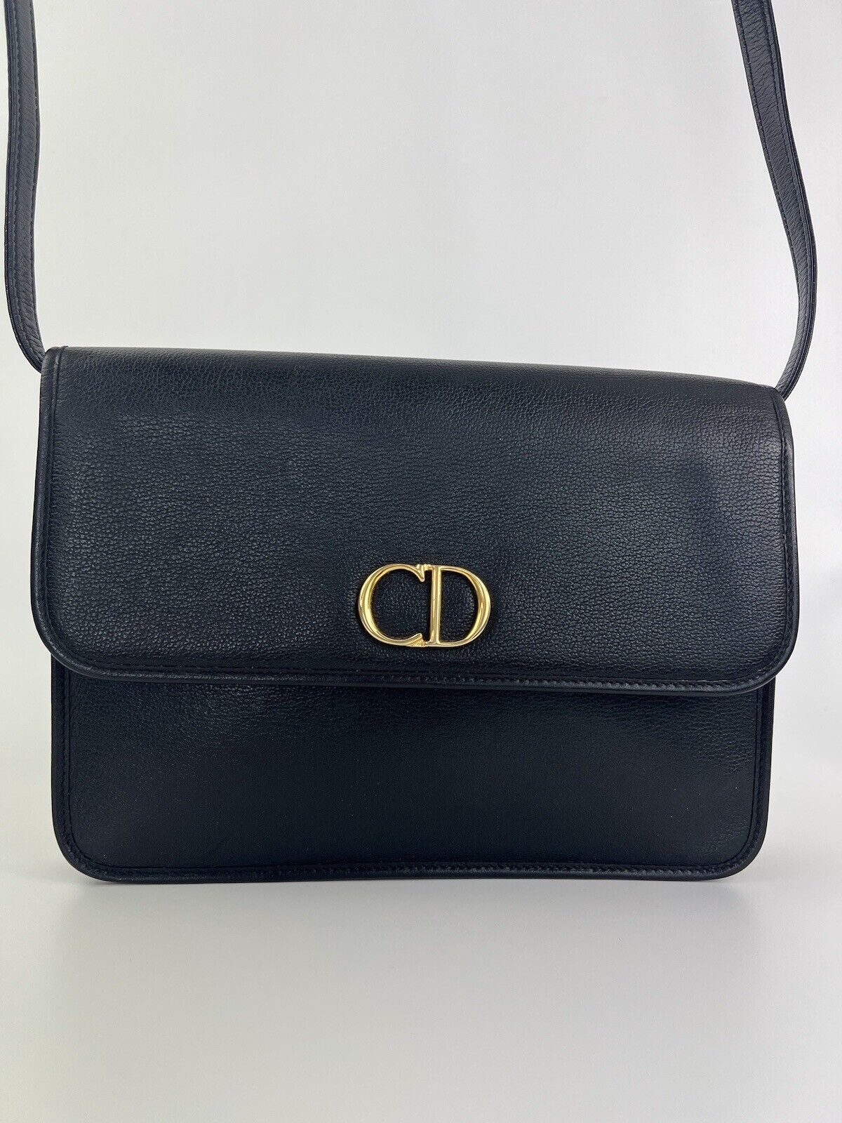 Christian Dior Bag Vintage Dior  Black  Bag leather Logo 3 Ways Shoulder Cross body Clutch Bag made in France