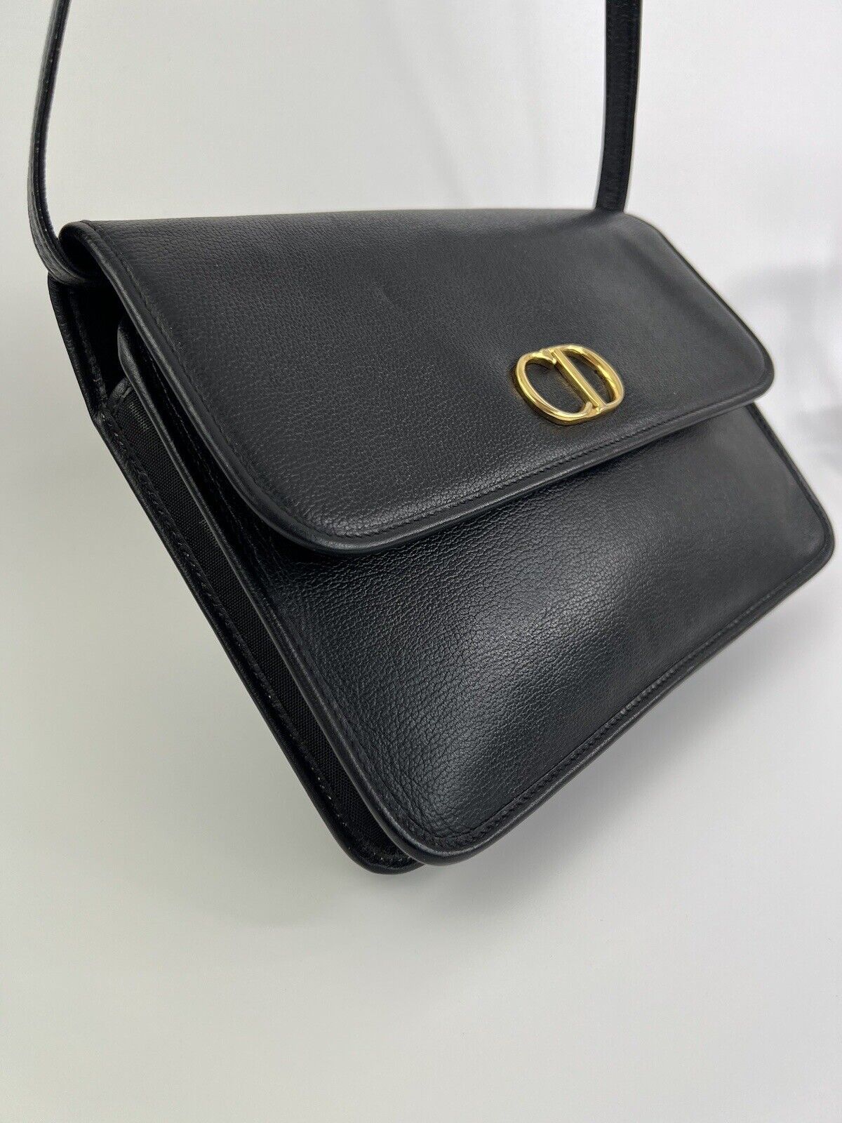Christian Dior Bag Vintage Dior  Black  Bag leather Logo 3 Ways Shoulder Cross body Clutch Bag made in France