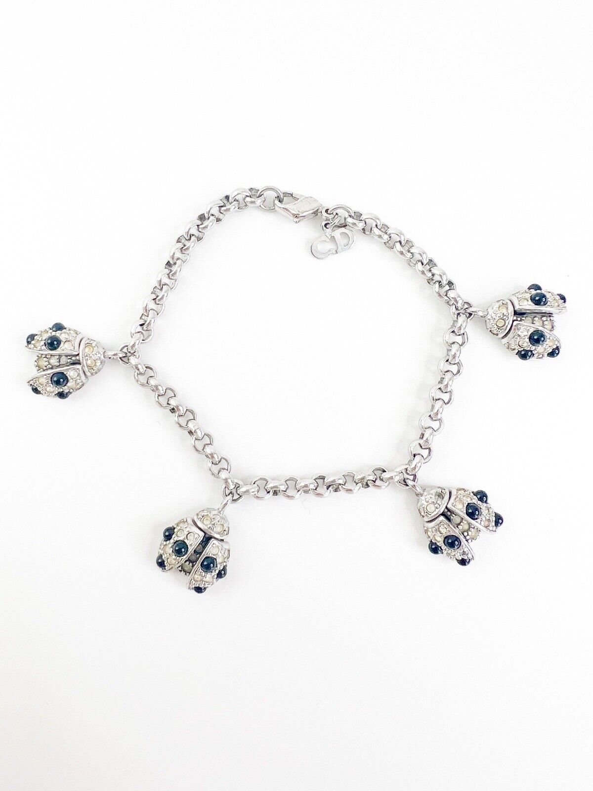 Vintage Christian Dior, Vintage Bracelet, Lady bug Bracelet, Vintage Rhinestone, Bracelet Silver, Vintage Jewelry, Personalized Gifts