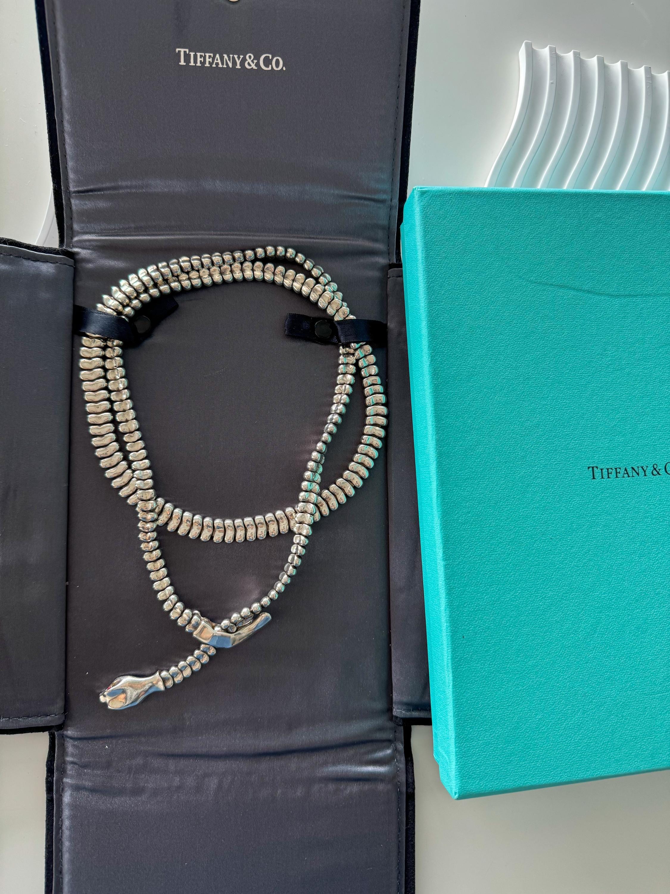 Vintage Elsa Peretti for Tiffany & Co. Sterling silver Snake Necklace 90cm 223gr Sterling silver sv925 , collector Tiffany