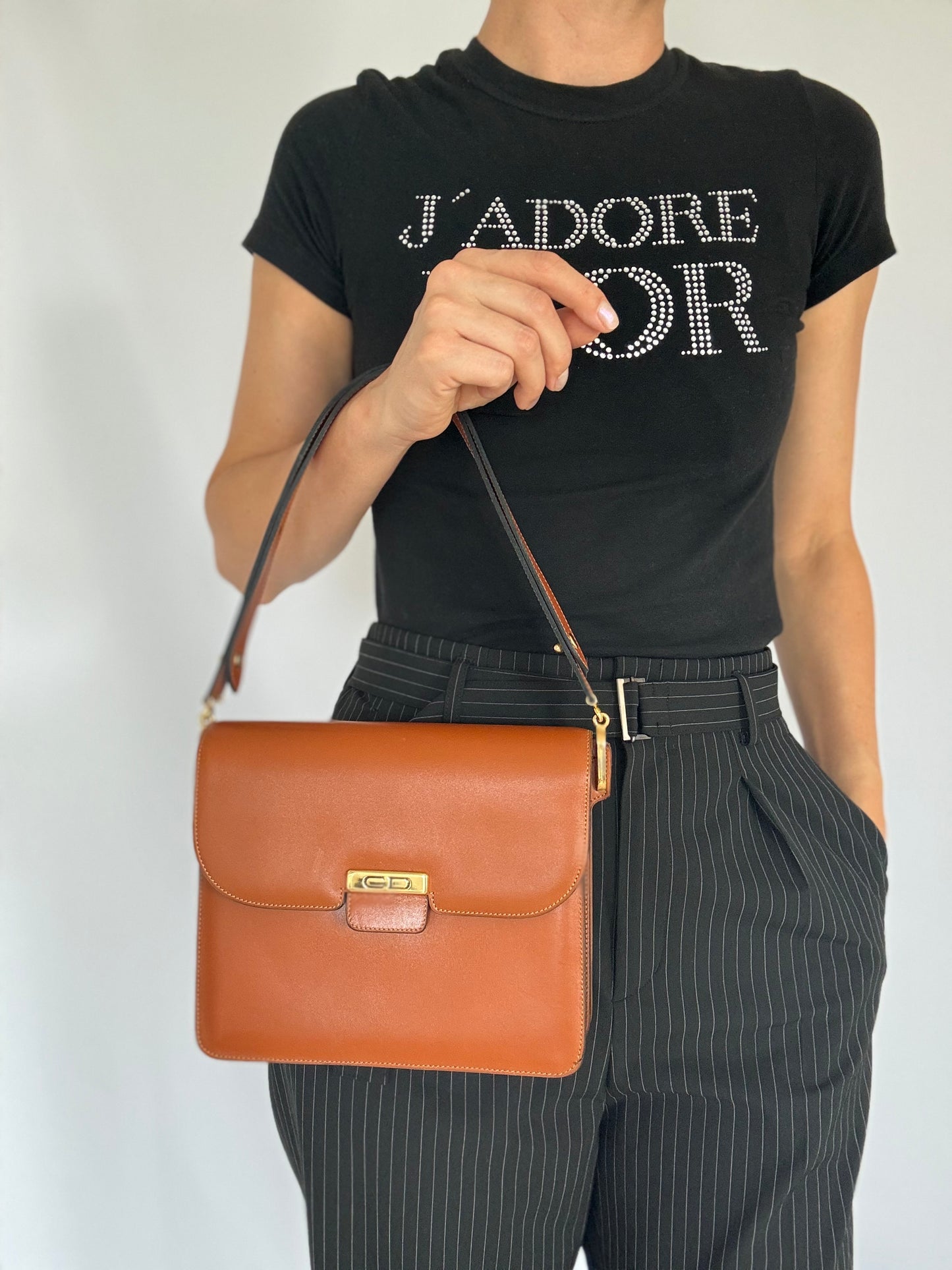 Christian Dior Vintage Brown Bag leather 3 Ways Shoulder Crossbody Handbag Bag Made in France