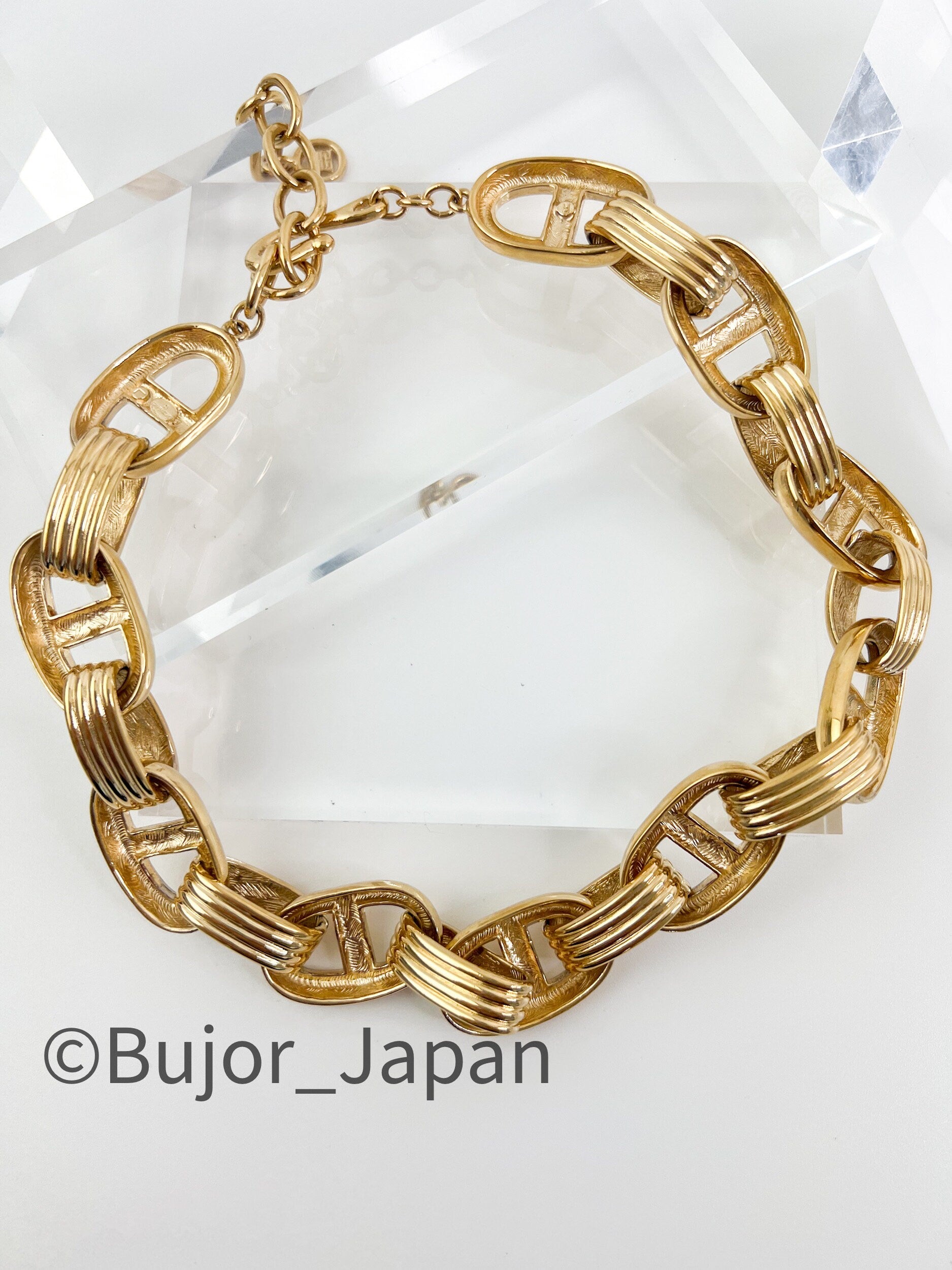 Givenchy Necklace Link Chain Gold Tone Anchor Chain Unisex Vintage