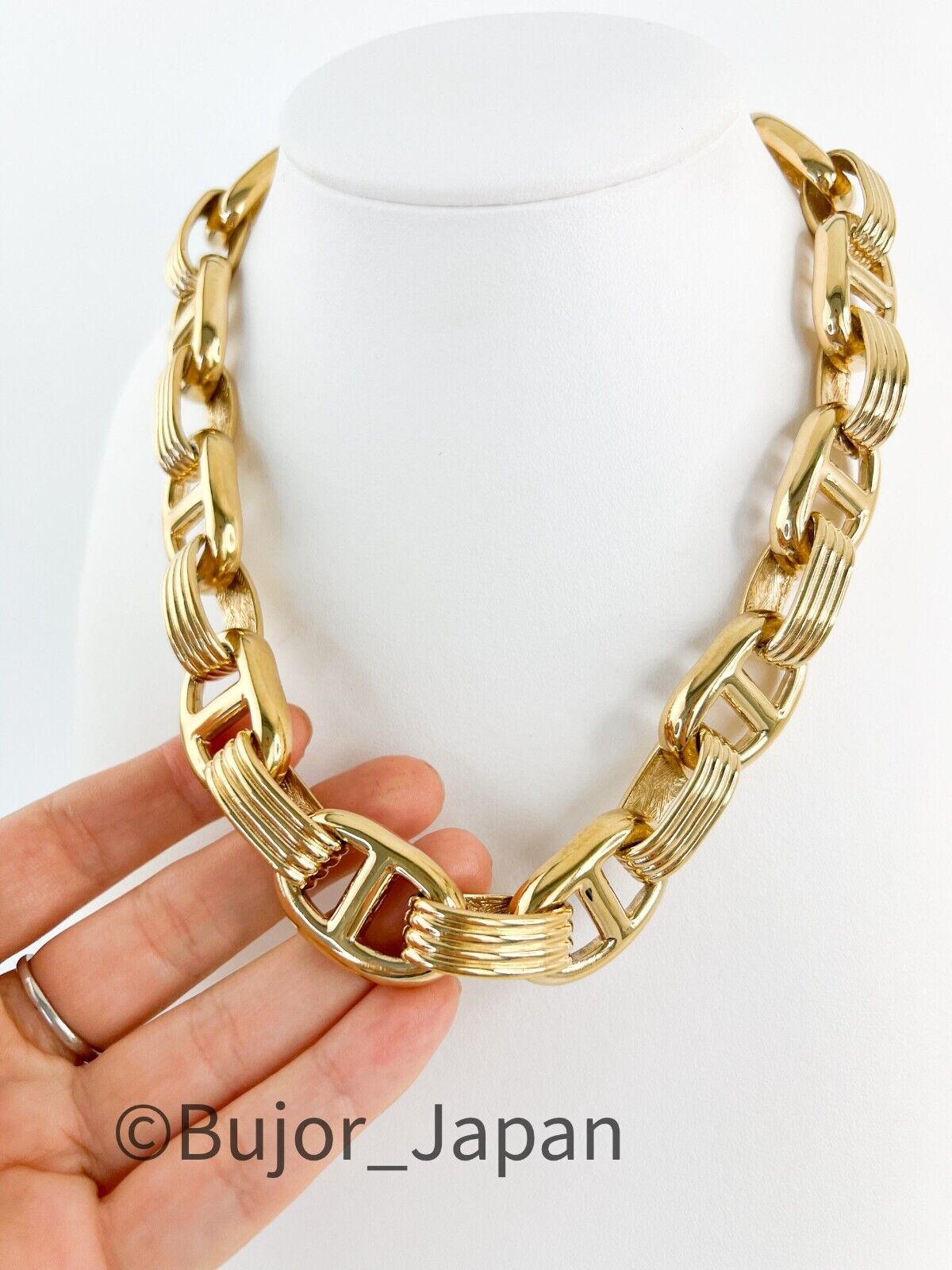 Givenchy Necklace Link Chain Gold Tone Anchor Chain Unisex Vintage