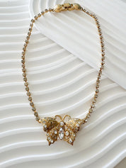 Vintage Gianni Versace Butterfly Necklace, butterfly Choker, Versace choker, gold choker , gift for her, authentic Gianni Versace Rhinestone