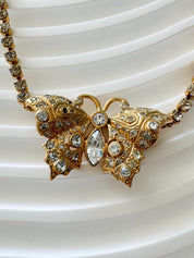 Vintage Gianni Versace Butterfly Necklace, butterfly Choker, Versace choker, gold choker , gift for her, authentic Gianni Versace Rhinestone