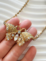 Vintage Gianni Versace Butterfly Necklace, butterfly Choker, Versace choker, gold choker , gift for her, authentic Gianni Versace Rhinestone