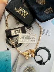 Vintage Gianni Versace Butterfly Necklace, butterfly Choker, Versace choker, gold choker , gift for her, authentic Gianni Versace Rhinestone