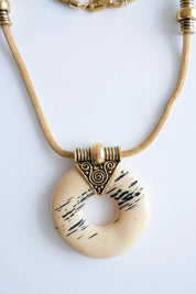 Givenchy 1977 gold resin pendant necklace sculptural runway statement designer piece