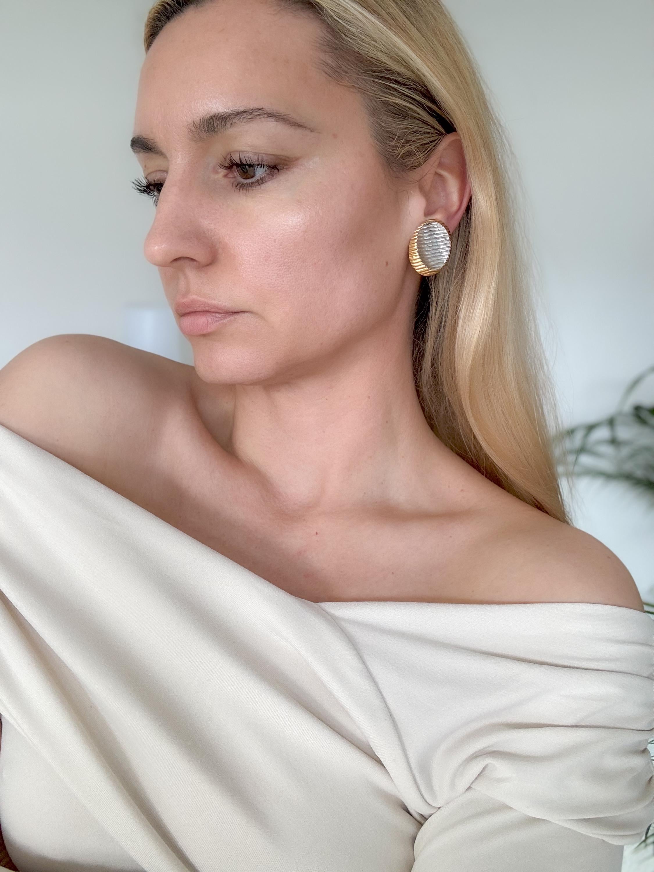 Vintage Givenchy Earrings, Gold Tone Earrings, Clip on Earrings, silver earrings, Gift for her, Vintage Earrings, Givenchy minimalist