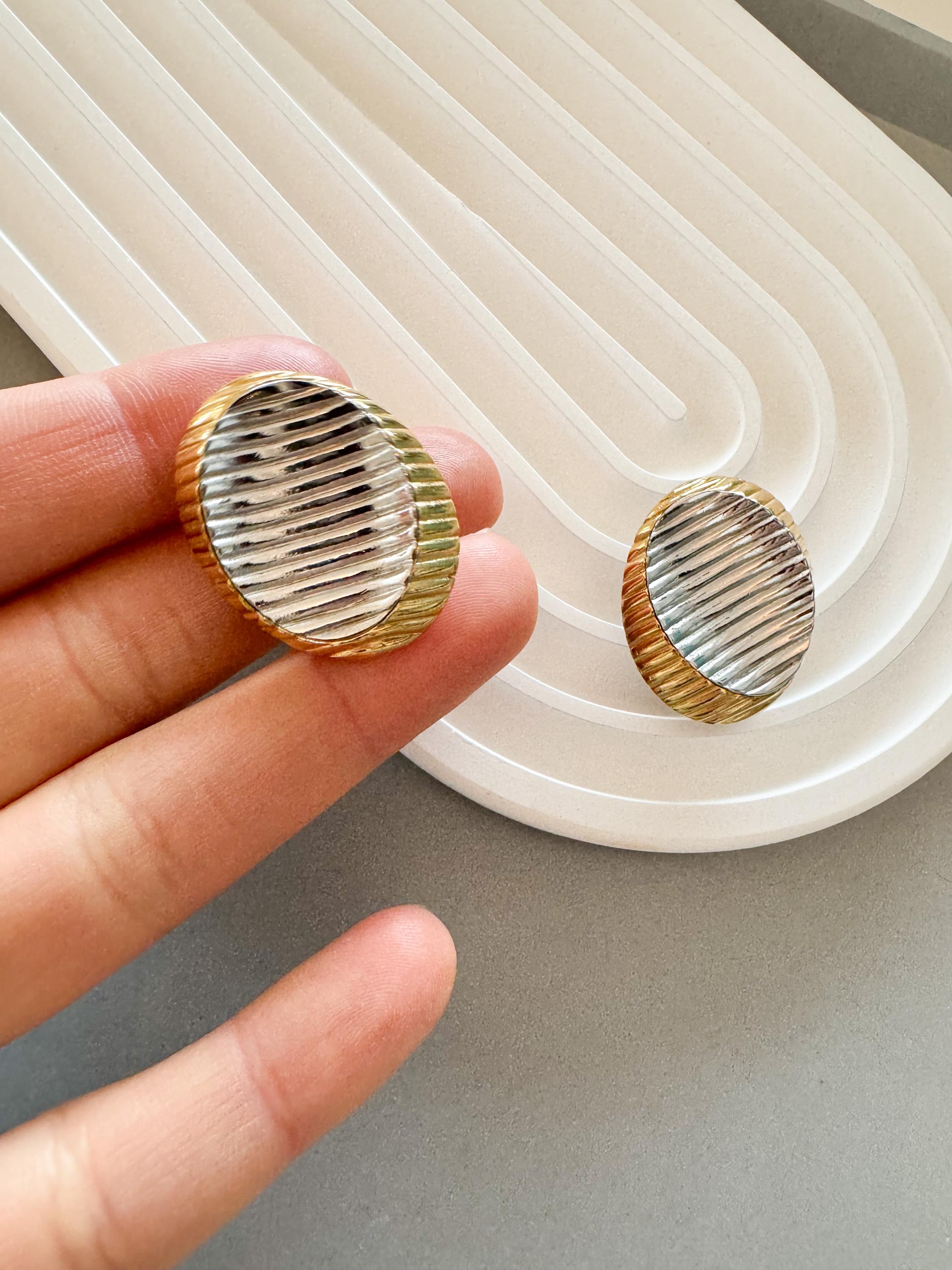 Vintage Givenchy Earrings, Gold Tone Earrings, Clip on Earrings, silver earrings, Gift for her, Vintage Earrings, Givenchy minimalist
