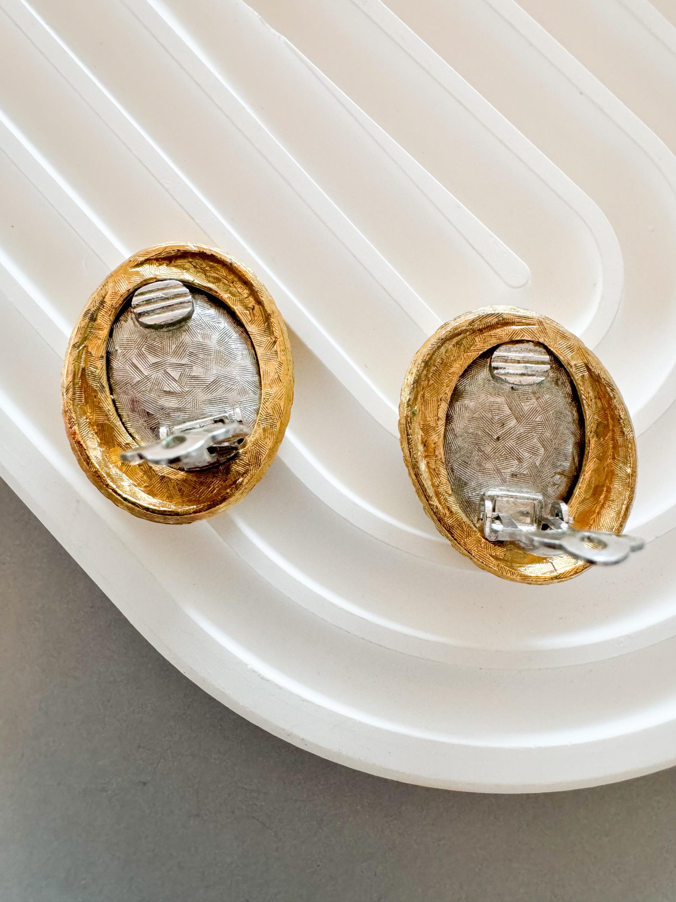 Vintage Givenchy Earrings, Gold Tone Earrings, Clip on Earrings, silver earrings, Gift for her, Vintage Earrings, Givenchy minimalist