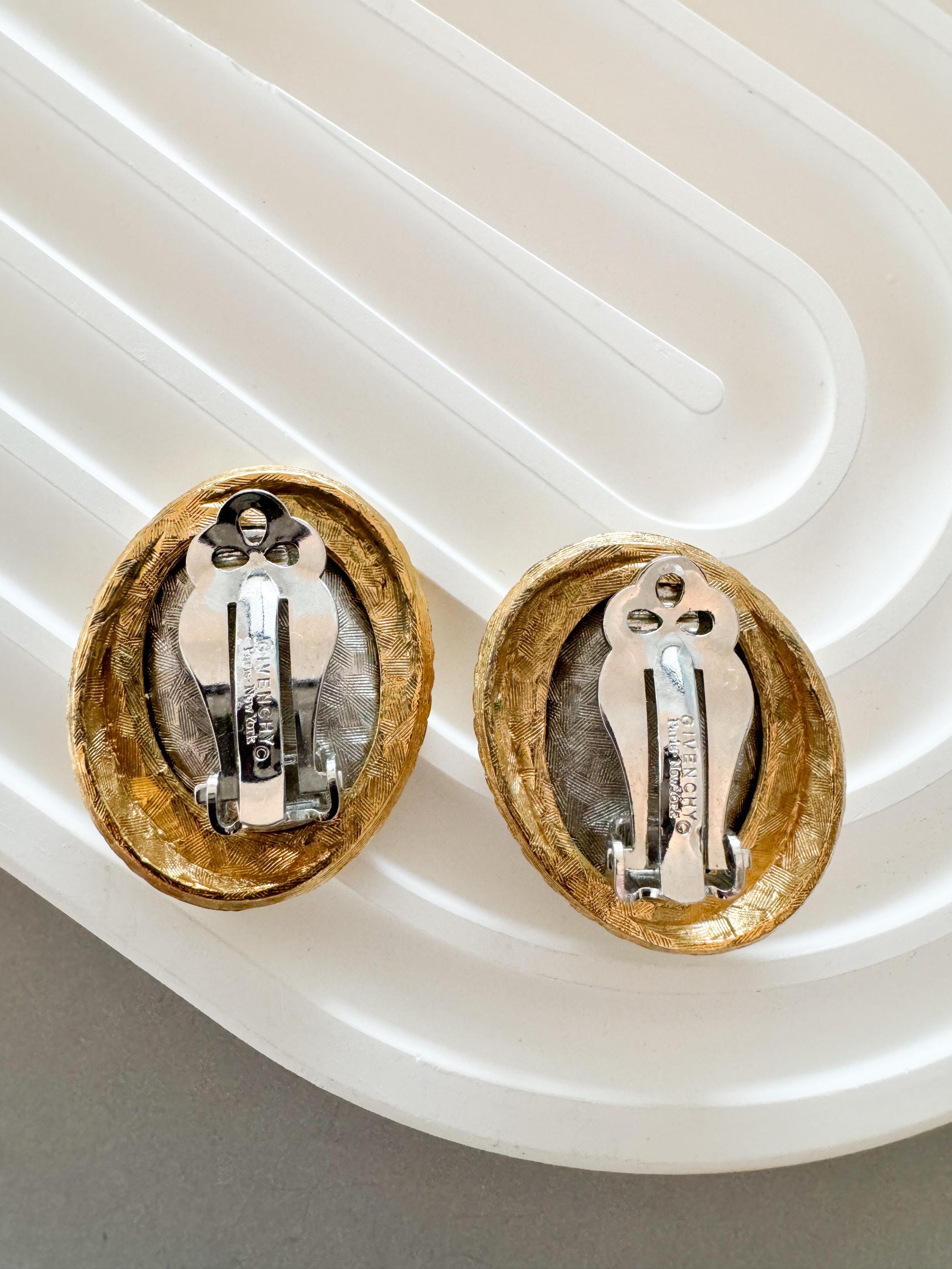 Vintage Givenchy Earrings, Gold Tone Earrings, Clip on Earrings, silver earrings, Gift for her, Vintage Earrings, Givenchy minimalist