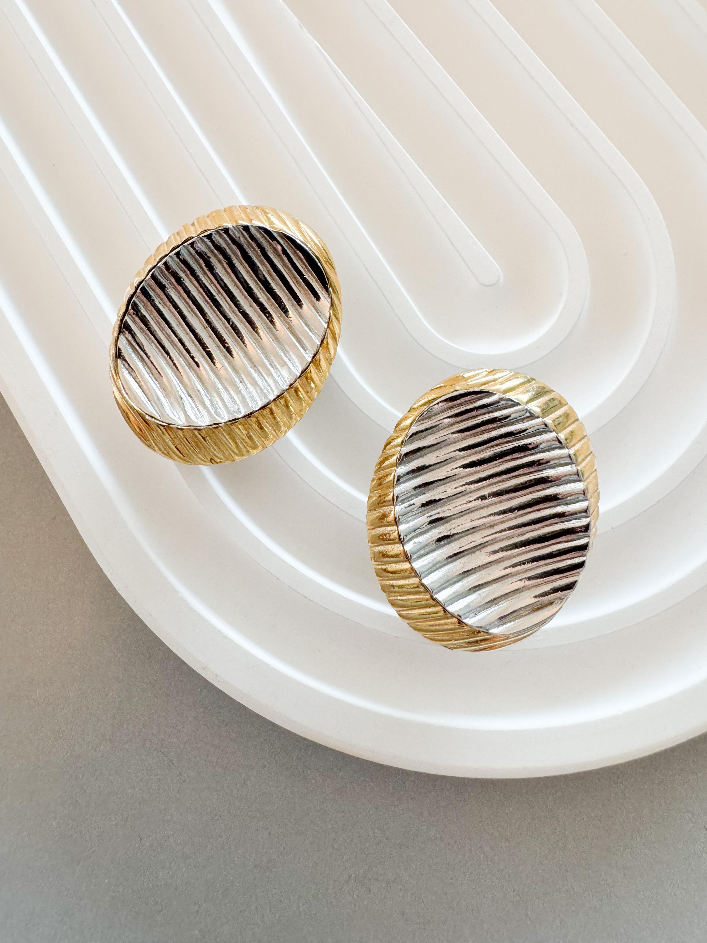Vintage Givenchy Earrings, Gold Tone Earrings, Clip on Earrings, silver earrings, Gift for her, Vintage Earrings, Givenchy minimalist