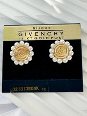 Vintage Givenchy Earrings, Givenchy Daisy Earrings, Givenchy pearl earrings  Gift For Her, Dainty Earrings, White Flower Bridal Earrings
