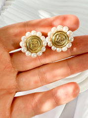 Vintage Givenchy Earrings, Givenchy Daisy Earrings, Givenchy pearl earrings  Gift For Her, Dainty Earrings, White Flower Bridal Earrings