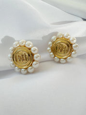 Vintage Givenchy Earrings, Givenchy Daisy Earrings, Givenchy pearl earrings  Gift For Her, Dainty Earrings, White Flower Bridal Earrings