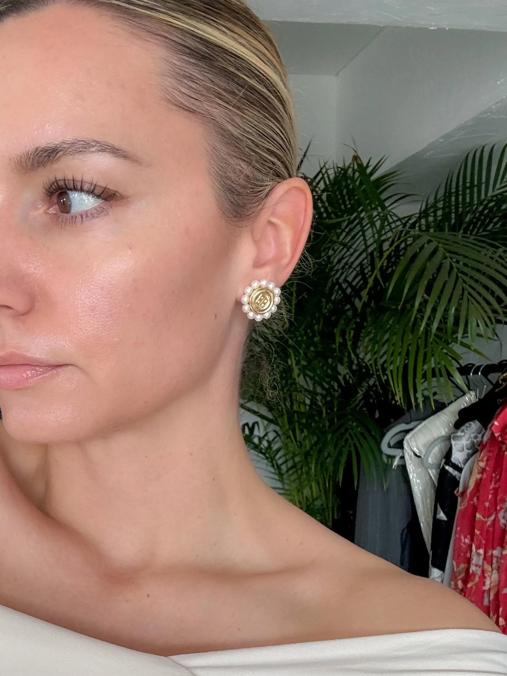 Vintage Givenchy Earrings, Givenchy Daisy Earrings, Givenchy pearl earrings  Gift For Her, Dainty Earrings, White Flower Bridal Earrings