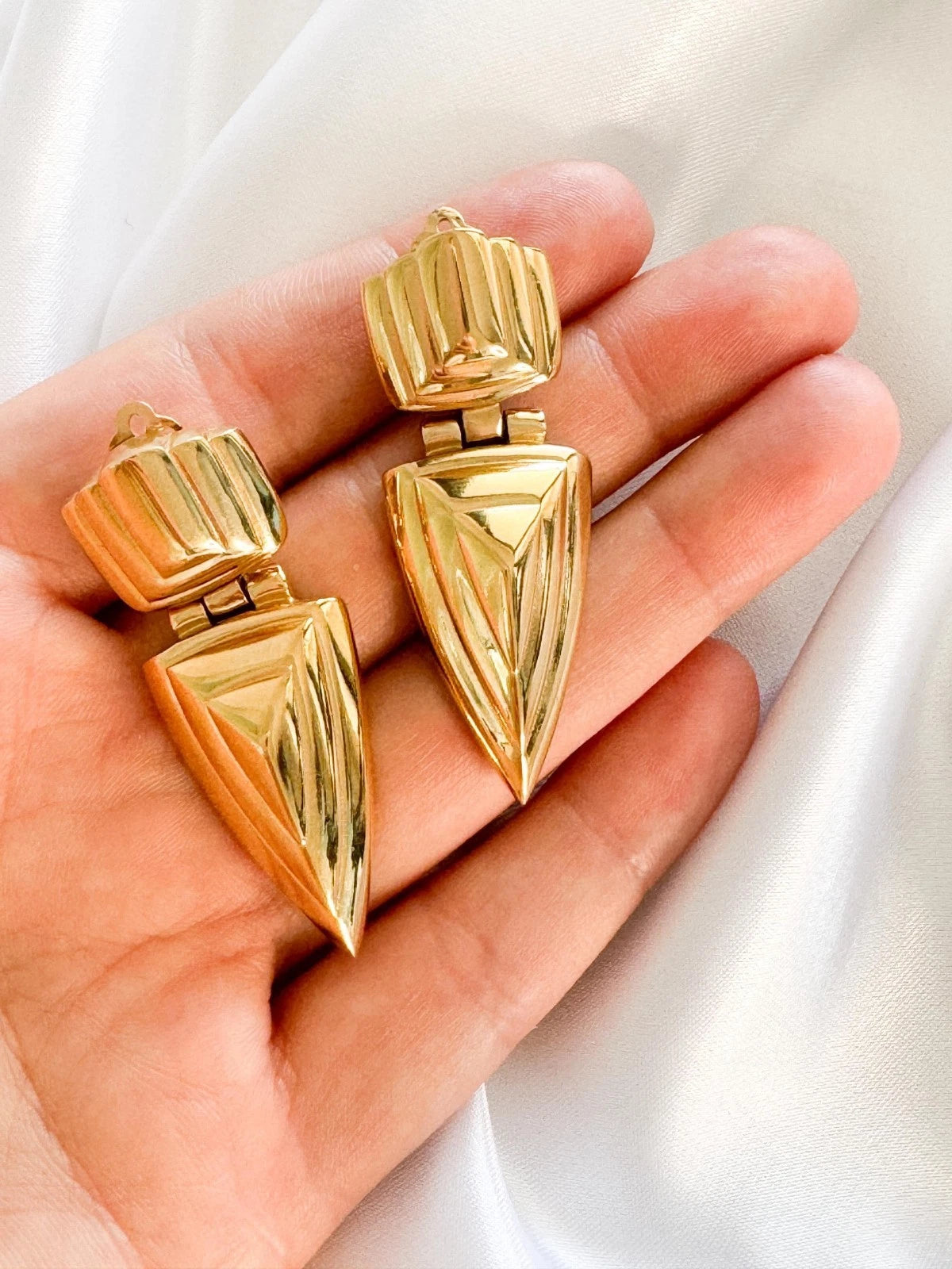 Vintage Givenchy Earrings, Gold Tone Earrings Dangle, Clip on Earrings, Gold earrings, Gift for her, Vintage Earrings, Givenchy minimalist