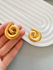 Vintage Givenchy Earrings, Swirl Design Gold Tone Earrings, Clip on Earrings, Twisted earrings, Gift for her, Vintage Earrings, Gift for mom