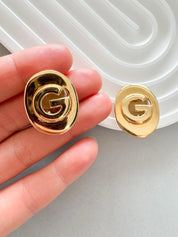 Vintage Givenchy  Earrings, Gold Tone Earrings, Clip on Earrings, G accent earrings, Gift for her, Vintage Earrings, Givenchy minimalist
