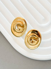 Vintage Givenchy  Earrings, Gold Tone Earrings, Clip on Earrings, G accent earrings, Gift for her, Vintage Earrings, Givenchy minimalist