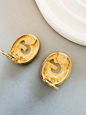 Vintage Givenchy  Earrings, Gold Tone Earrings, Clip on Earrings, G accent earrings, Gift for her, Vintage Earrings, Givenchy minimalist