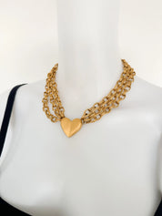 Vintage Givenchy Necklace, Chunky Choker Necklace, heart Givenchy, Designer High End Jewelry, 80s Vintage, Multi-Strand Necklace