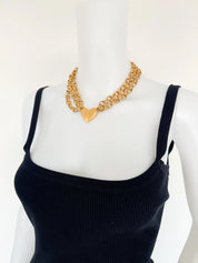 Vintage Givenchy Necklace, Chunky Choker Necklace, heart Givenchy, Designer High End Jewelry, 80s Vintage, Multi-Strand Necklace