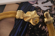 Vintage Givenchy Necklace, Chunky Choker Necklace, heart Givenchy, Designer High End Jewelry, 80s Vintage Gold mesh Necklace Gorgeous