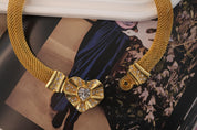 Vintage Givenchy Necklace, Chunky Choker Necklace, heart Givenchy, Designer High End Jewelry, 80s Vintage Gold mesh Necklace Gorgeous