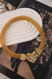 Vintage Givenchy Necklace, Chunky Choker Necklace, heart Givenchy, Designer High End Jewelry, 80s Vintage Gold mesh Necklace Gorgeous