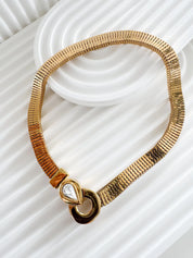 Vintage Givenchy Necklace, Vintage Gold Tone Necklace Gaspipe Necklace, Vintage Choker Necklace, Jewelry for Women, Gold Chain, Gift for her