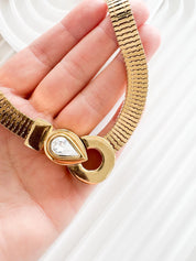Vintage Givenchy Necklace, Vintage Gold Tone Necklace Gaspipe Necklace, Vintage Choker Necklace, Jewelry for Women, Gold Chain, Gift for her
