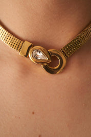 Vintage Givenchy Necklace, Vintage Gold Tone Necklace Gaspipe Necklace, Vintage Choker Necklace, Jewelry for Women, Gold Chain, Gift for her