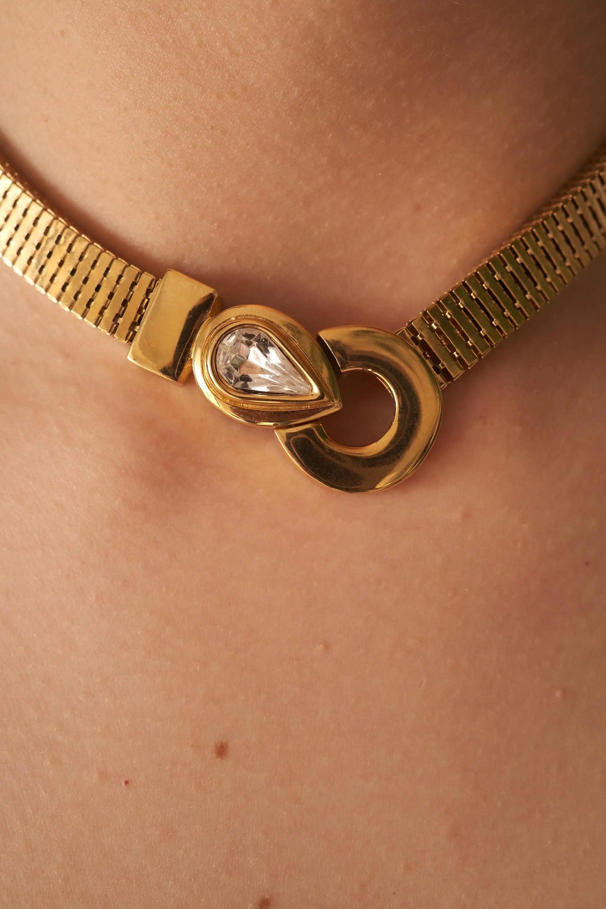 Vintage Givenchy Necklace, Vintage Gold Tone Necklace Gaspipe Necklace, Vintage Choker Necklace, Jewelry for Women, Gold Chain, Gift for her