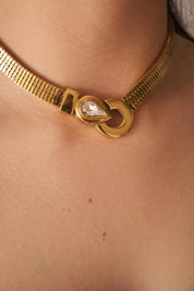Vintage Givenchy Necklace, Vintage Gold Tone Necklace Gaspipe Necklace, Vintage Choker Necklace, Jewelry for Women, Gold Chain, Gift for her