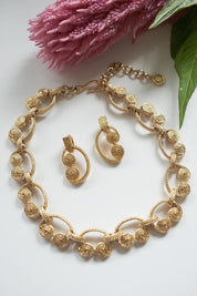 Vintage Givenchy Necklace Earrings sets, Gold matte chain, Dangle Earrings vintage necklace, jewelry sets for women,  Anniversary Gift