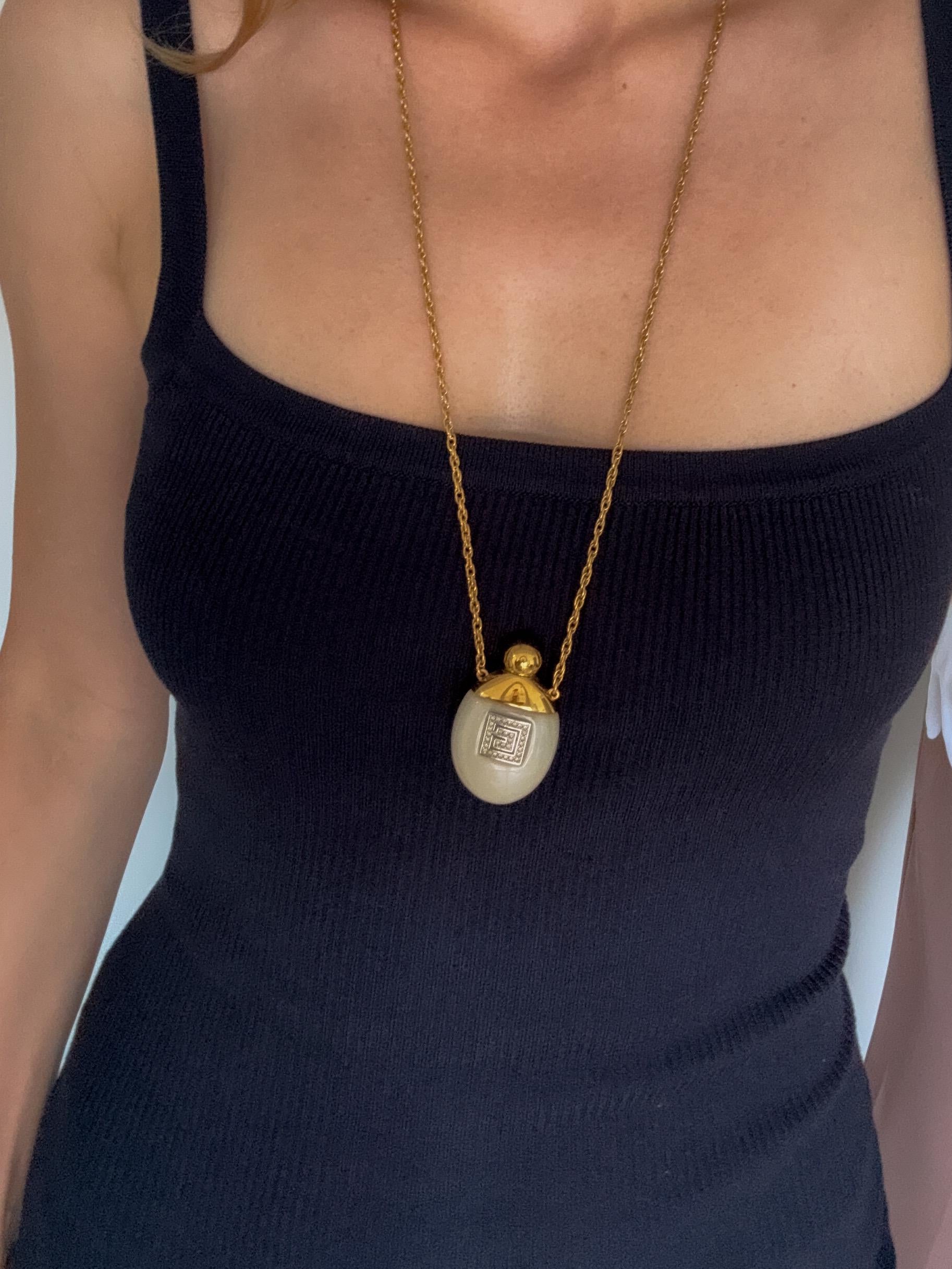 Vintage Givenchy Necklace, Necklace Gold, Necklace Large, Perfume Bottle Pendant, Givenchy Bottle Logo Necklace white, Personalized Gifts