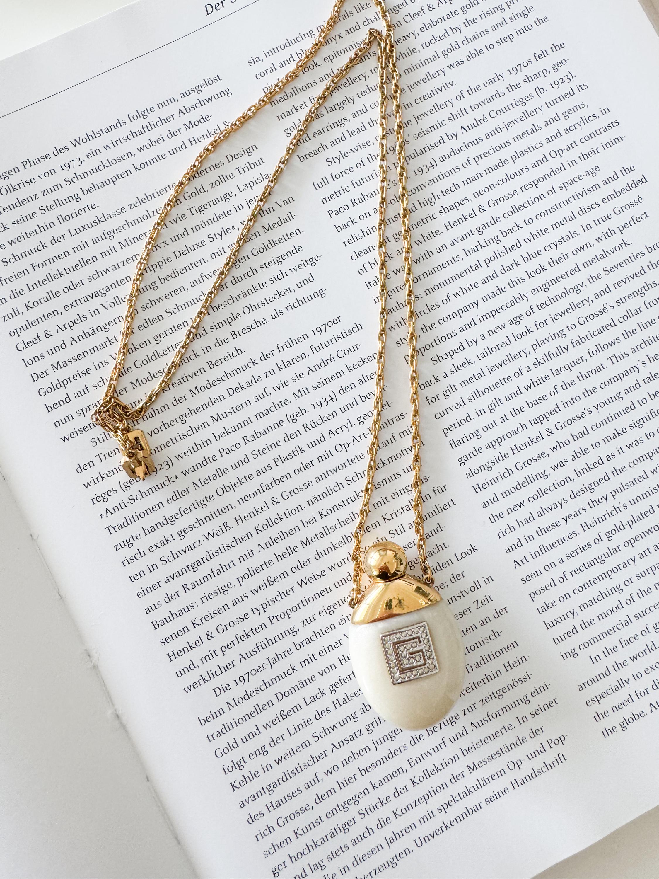 Vintage Givenchy Necklace, Necklace Gold, Necklace Large, Perfume Bottle Pendant, Givenchy Bottle Logo Necklace white, Personalized Gifts