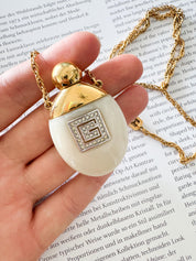 Vintage Givenchy Necklace, Necklace Gold, Necklace Large, Perfume Bottle Pendant, Givenchy Bottle Logo Necklace white, Personalized Gifts