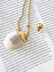 Vintage Givenchy Necklace, Necklace Gold, Necklace Large, Perfume Bottle Pendant, Givenchy Bottle Logo Necklace white, Personalized Gifts