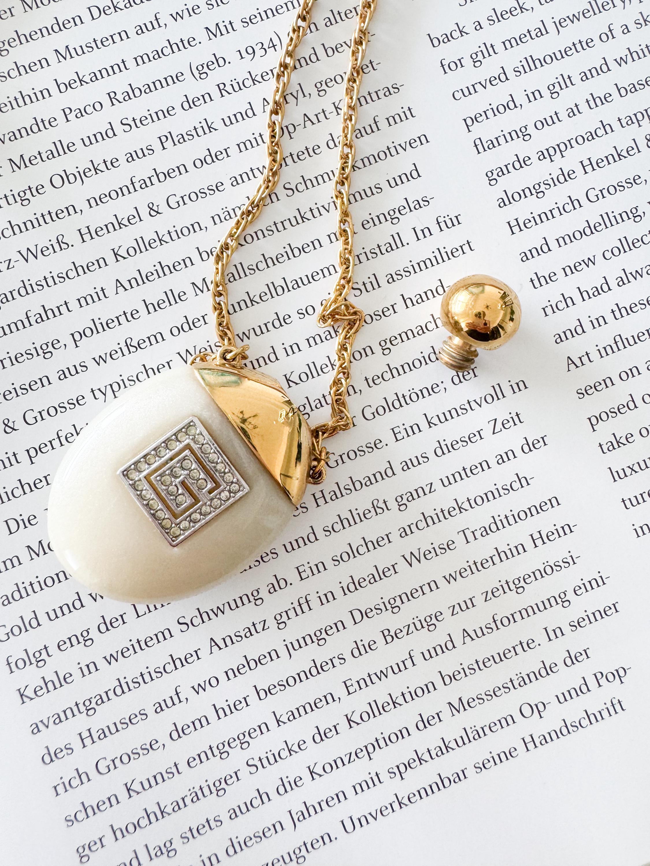 Vintage Givenchy Necklace, Necklace Gold, Necklace Large, Perfume Bottle Pendant, Givenchy Bottle Logo Necklace white, Personalized Gifts