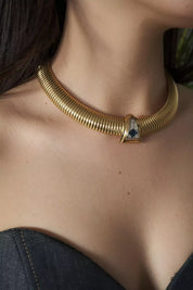 Vintage Givenchy Necklace, Vintage Gold Tone Necklace Gaspipe Necklace, Vintage Choker Necklace, Jewelry for Women, Gold Chain, Gift for her
