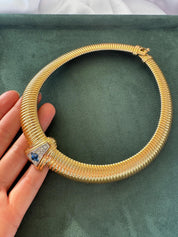 Vintage Givenchy Necklace, Vintage Gold Tone Necklace Gaspipe Necklace, Vintage Choker Necklace, Jewelry for Women, Gold Chain, Gift for her