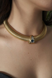 Vintage Givenchy Necklace, Vintage Gold Tone Necklace Gaspipe Necklace, Vintage Choker Necklace, Jewelry for Women, Gold Chain, Gift for her