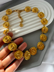 Vintage Givenchy Necklace, Vintage Gold Tone Necklace Roses Necklace, Vintage Choker Necklace, Jewelry for Women, Gold Chain, Gift for her