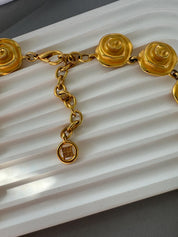 Vintage Givenchy Necklace, Vintage Gold Tone Necklace Roses Necklace, Vintage Choker Necklace, Jewelry for Women, Gold Chain, Gift for her