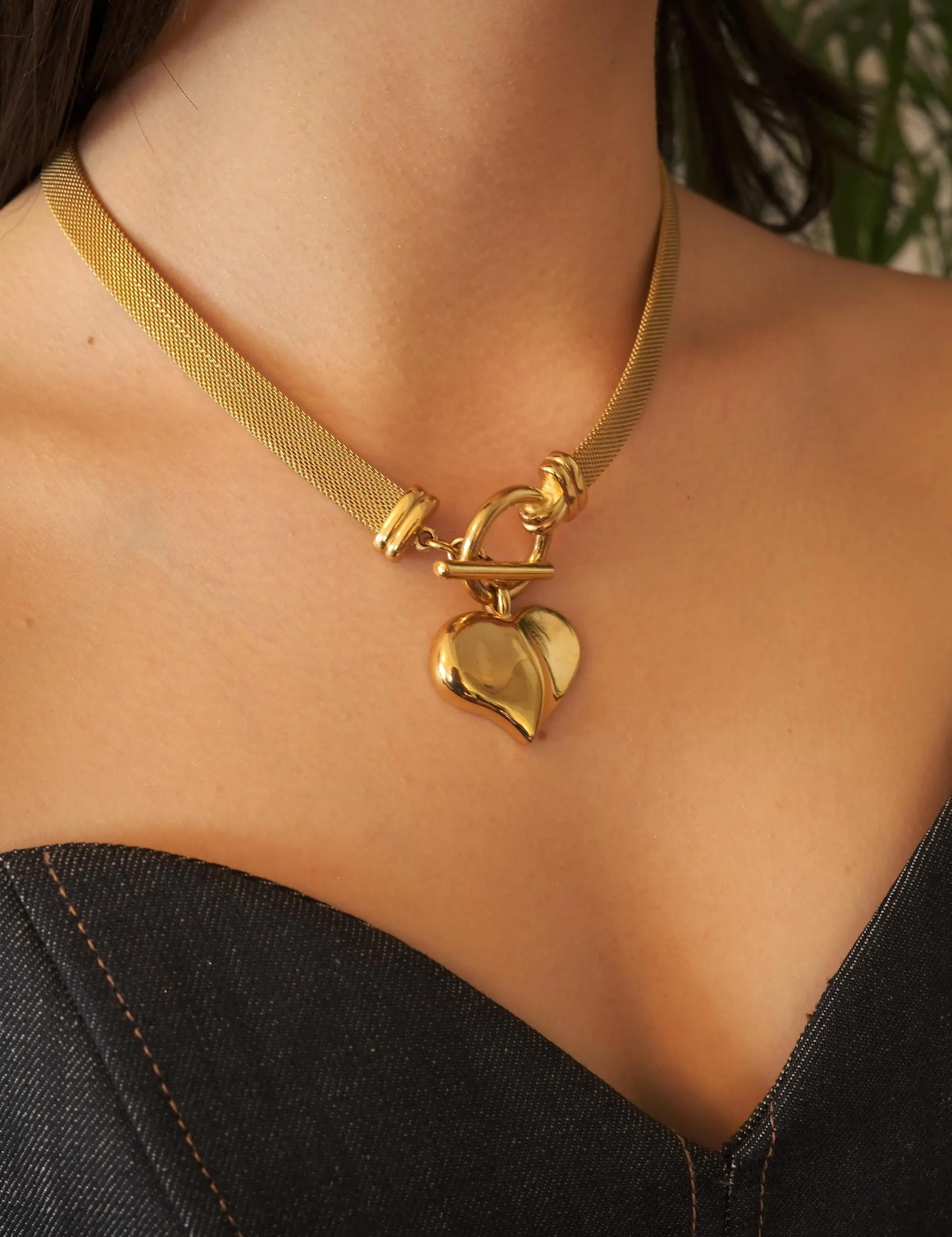 Vintage Givenchy Necklace, Chunky Choker Necklace, heart Givenchy, Designer High End Jewelry, 80s Vintage, Massive heart  Necklace Toggle