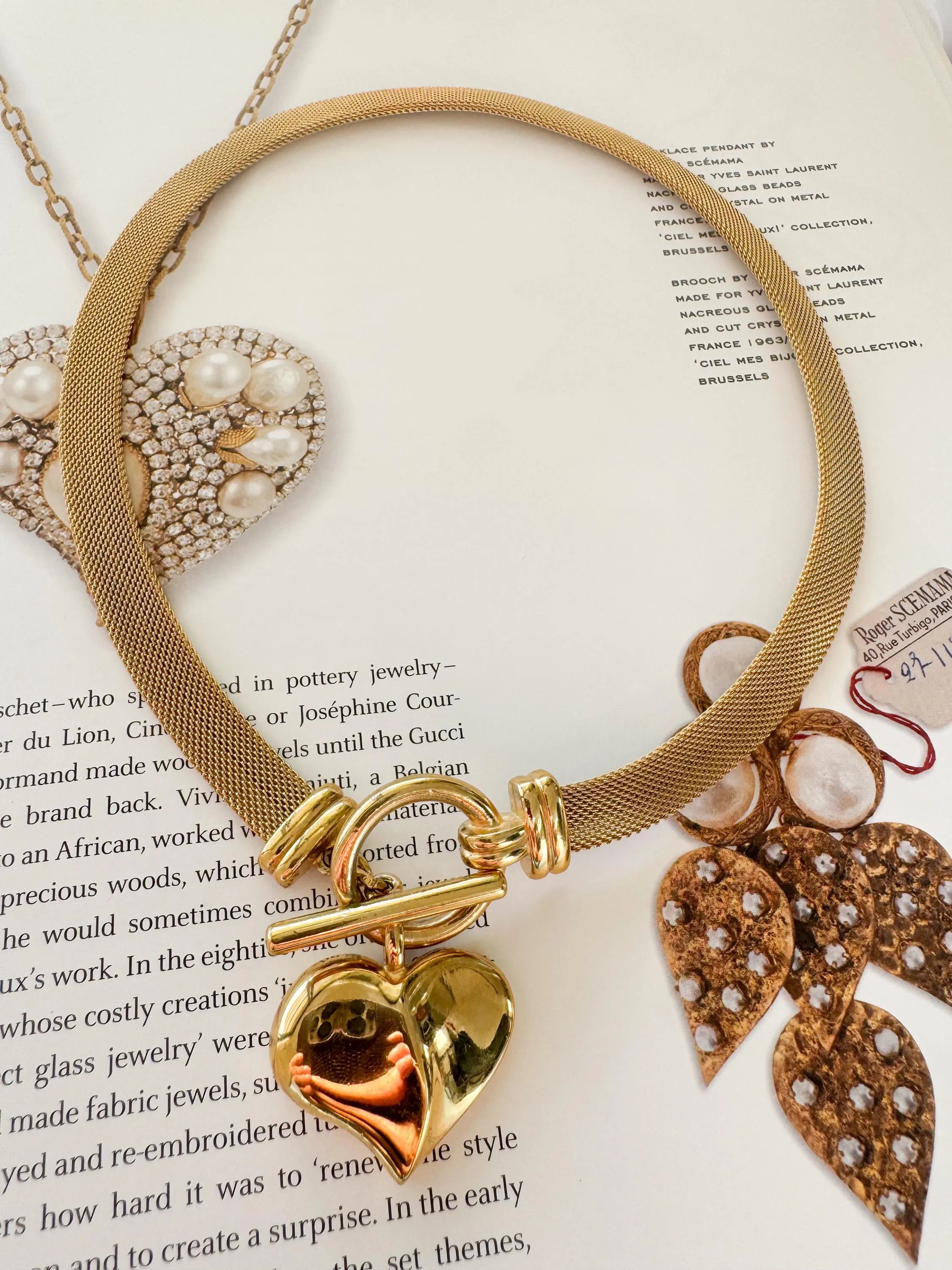 Vintage Givenchy Necklace, Chunky Choker Necklace, heart Givenchy, Designer High End Jewelry, 80s Vintage, Massive heart  Necklace Toggle