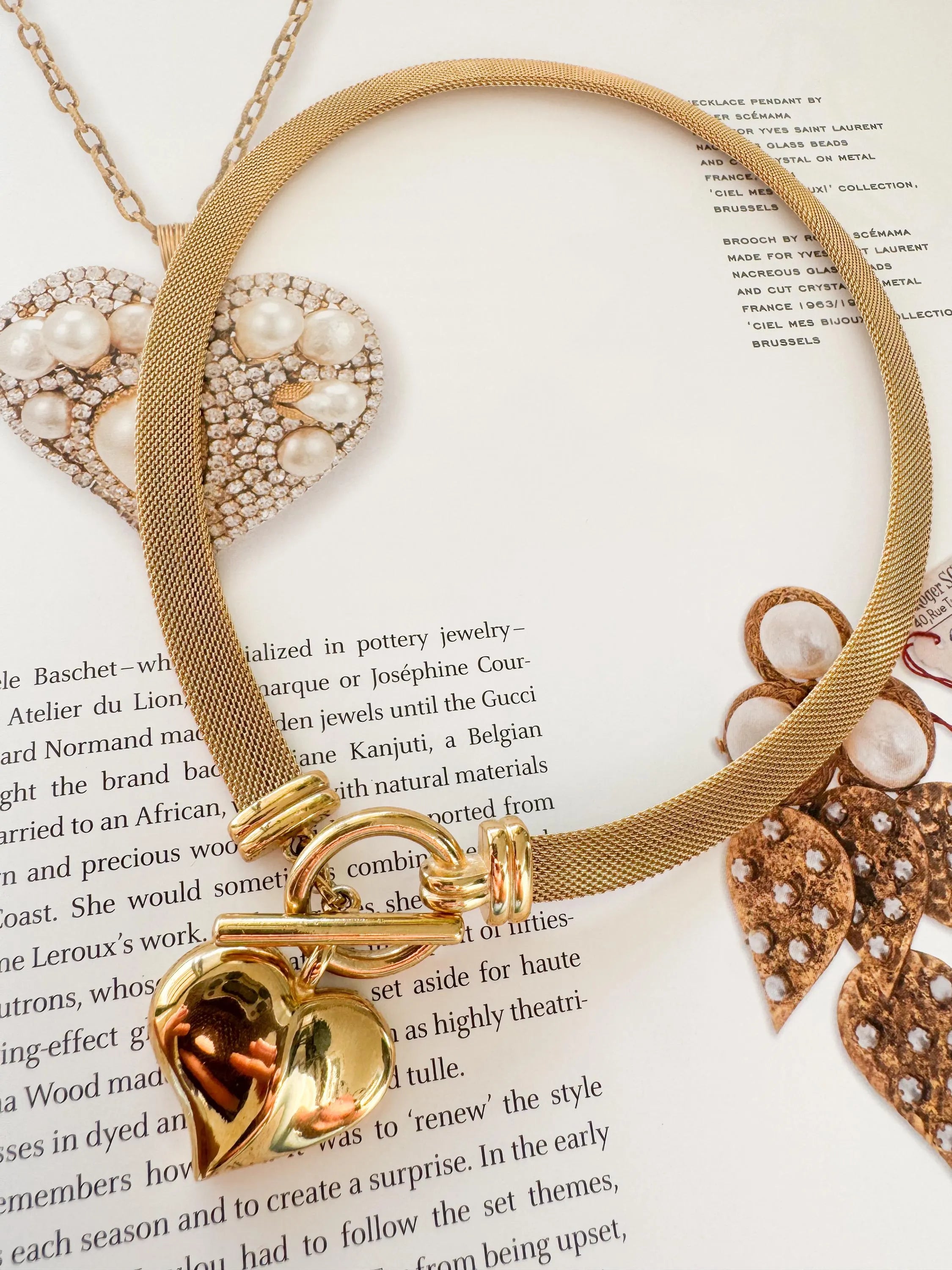 Vintage Givenchy Necklace, Chunky Choker Necklace, heart Givenchy, Designer High End Jewelry, 80s Vintage, Massive heart  Necklace Toggle